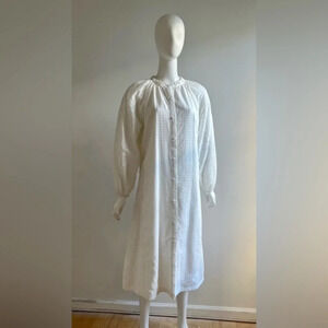 By ESQ NWNT WOMAN  LACE Long Sleeve Cotton Blend MIDI DRESS WHITE M